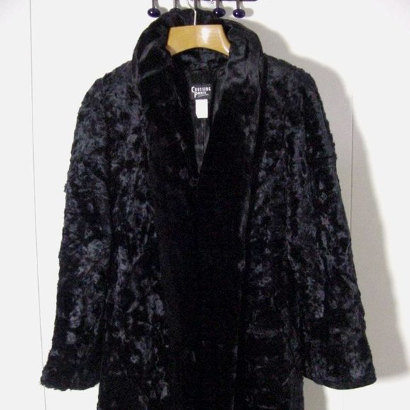 Crossing Pointe Jackets & Coats Vtg 8s Black Acrylic Crossing